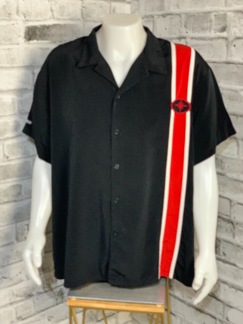 Vintage Polaris Shirt 2XL Black Short Sleeve Casual Snowmobile Button Down 90s